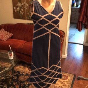 Embroidered denim maxi dress size 16 XL